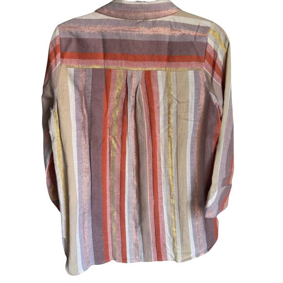 Soft Surroundings Maddalena Popover Tunic Blouse Metallic Stripe Boho sz PS - Picture 2 of 7